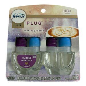 2 Febreze Plug Luxe Refill Freshener Cuddle Weather Chai Tea Vanilla NEW